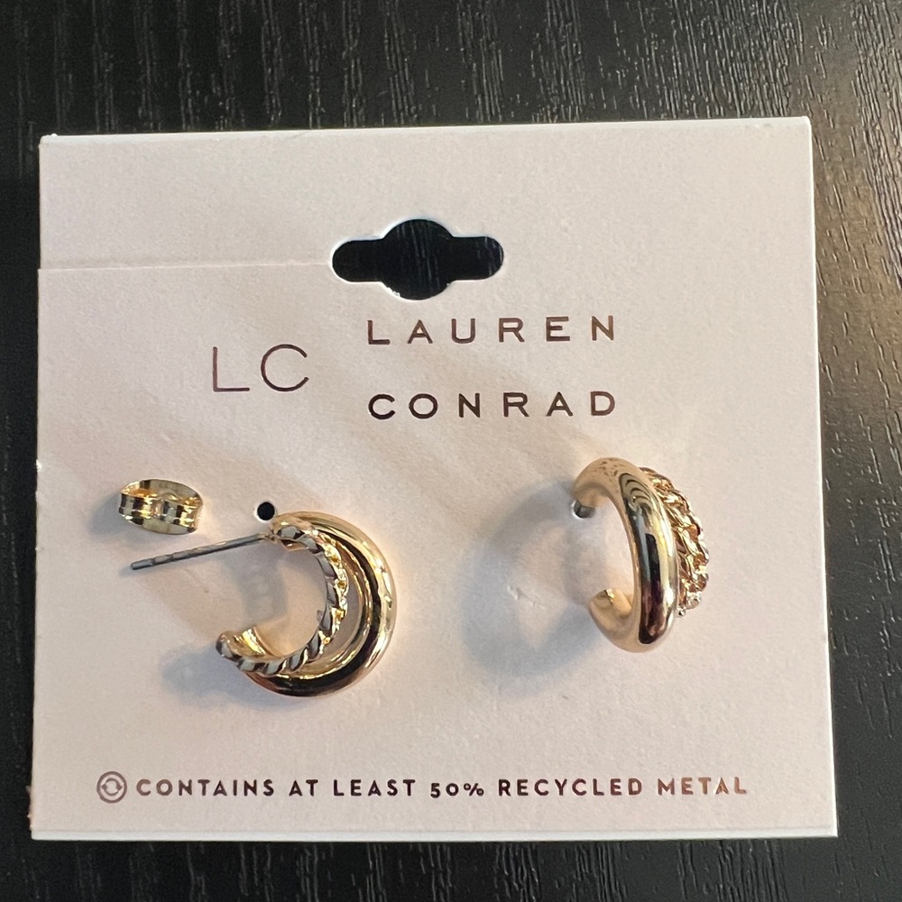 🌸4/$25 LC Lauren Conrad Double Huggie Hoop Earrings - Picture 3 of 3